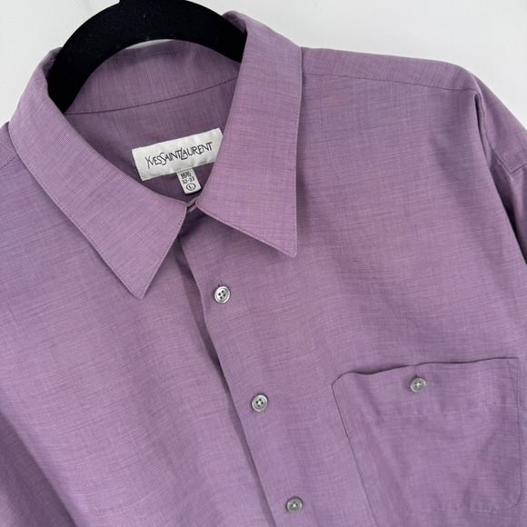 Yves Saint Laurent Purple Dress Shirt Mens 16 1/2 L Long Sleeve Button Down - Picture 1 of 6